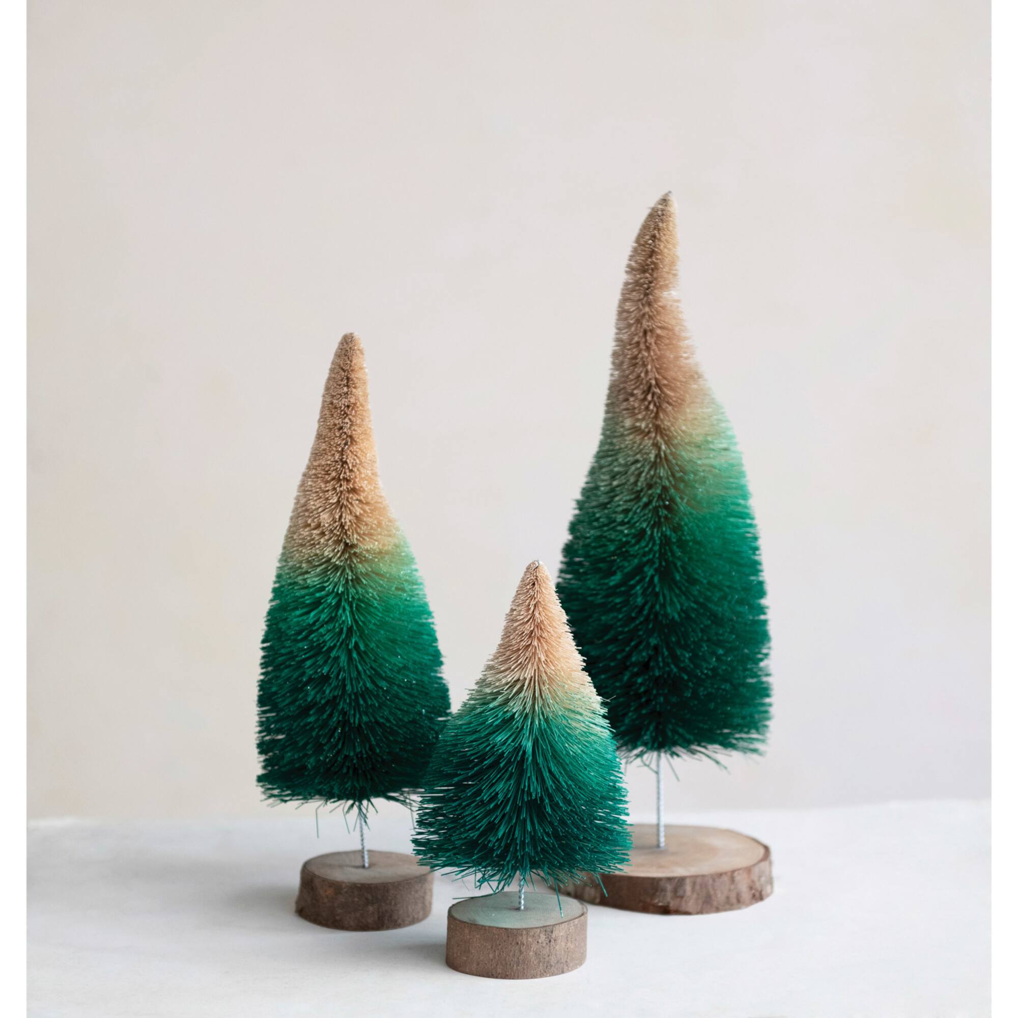 Hello Honey® Green Ombre Bottle Brush Tree with Wood Base